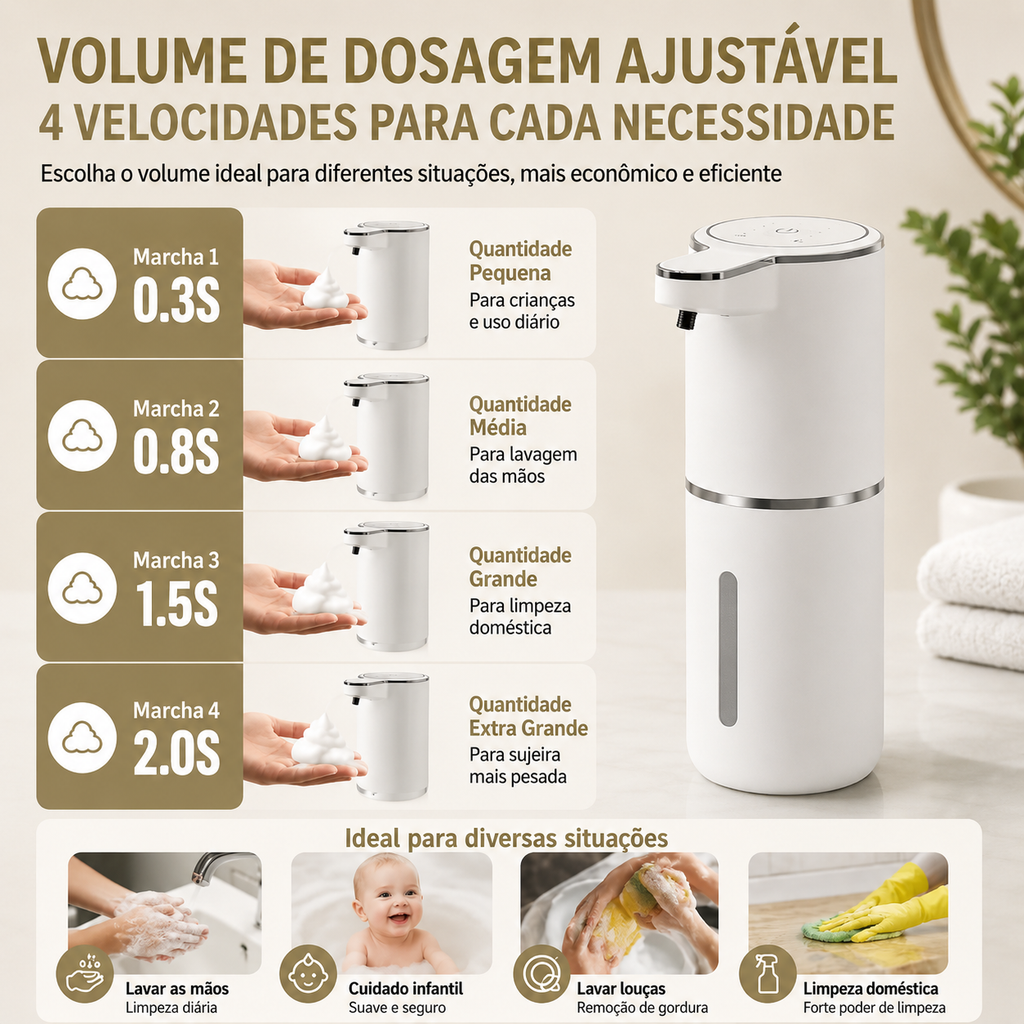 Dispenser Automático para Sabonete Líquido e Detergente com Sensor Sem Toque