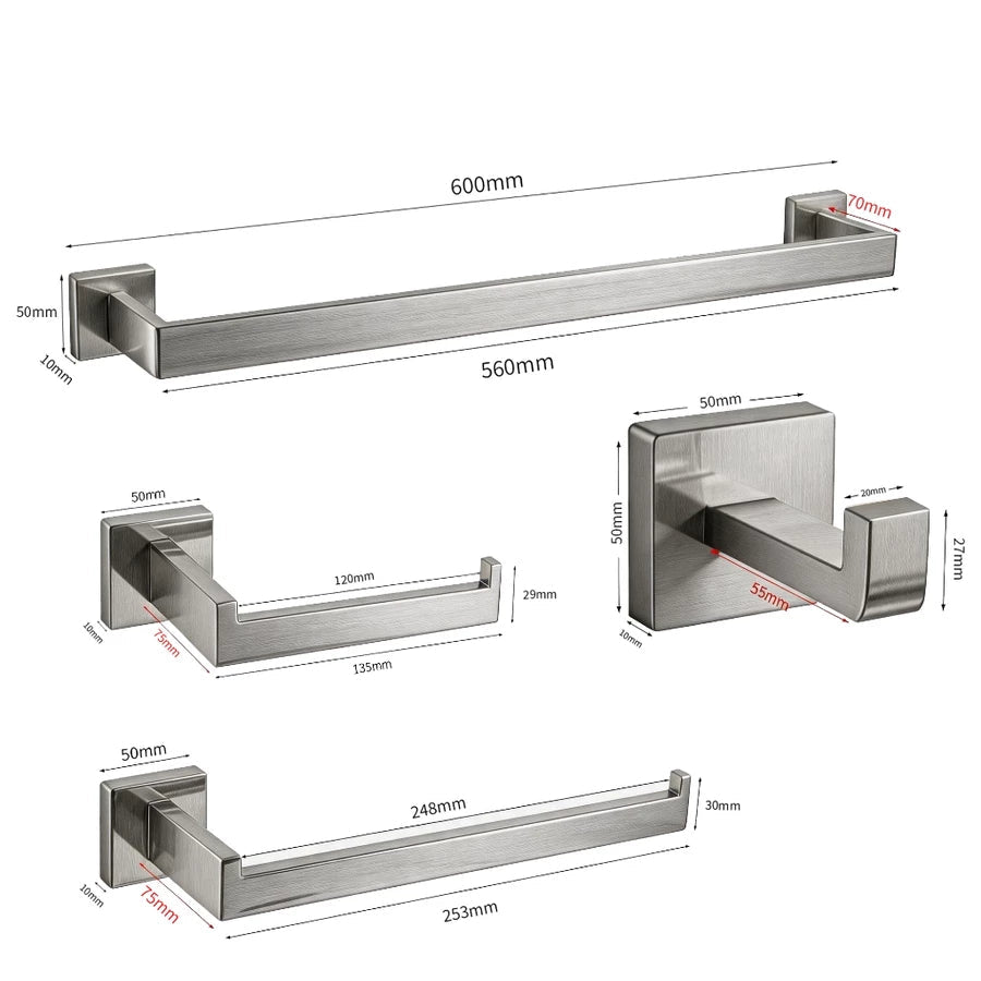 Kit Completo para Banheiro em Aço Inox com Acabamento Premium