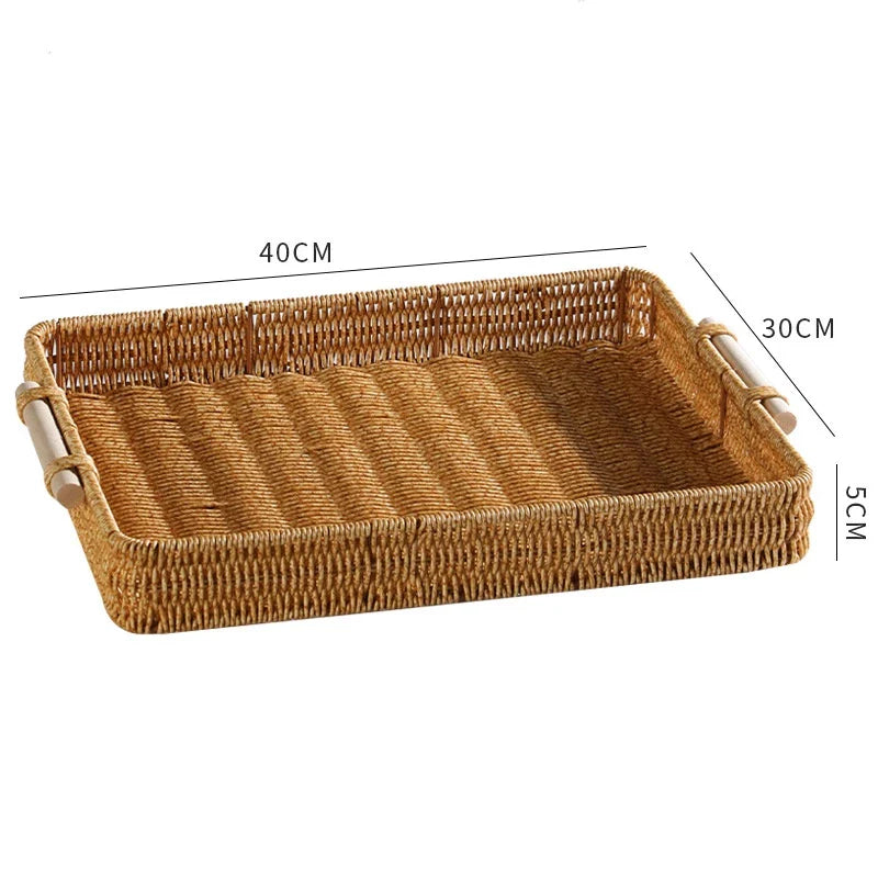 Bandeja de Rattan Elegance para Café da Manhã