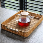 Bandeja de Rattan Elegance para Café da Manhã