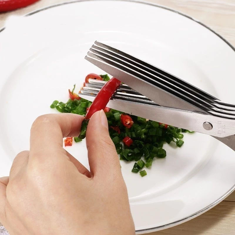 Tesoura para Picar Temperos e Ervas 5 Lâminas em Aço Inox
