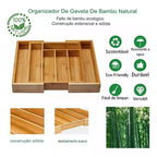 Porta Talheres Bambu Ajustável Antibacteriano Antiodor