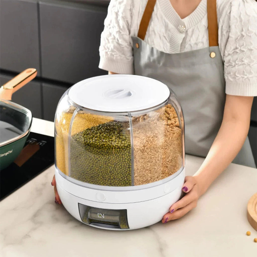 Dispenser Giratório Organizador de Alimentos com 6 Compartimentos para Grãos e Cereais