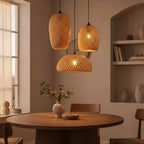 Kit 3 Lustres Pendente Bambu Rattan Artesanal Decorativo