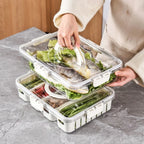 Caixa Organizadora de Alimentos Transparente com Divisórias e Tampa