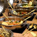 Kit Utensílios de Cozinha 11 Peças em Aço Inox Dourado Premium