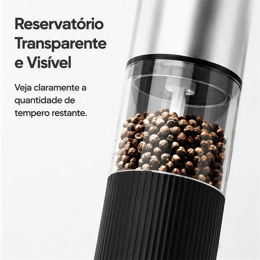 Moedor Elétrico de Temperos Recarregável com Ajuste de Moagem