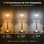 Luminária de Mesa LED Touch Sem Fio 3 Cores Recarregável USB
