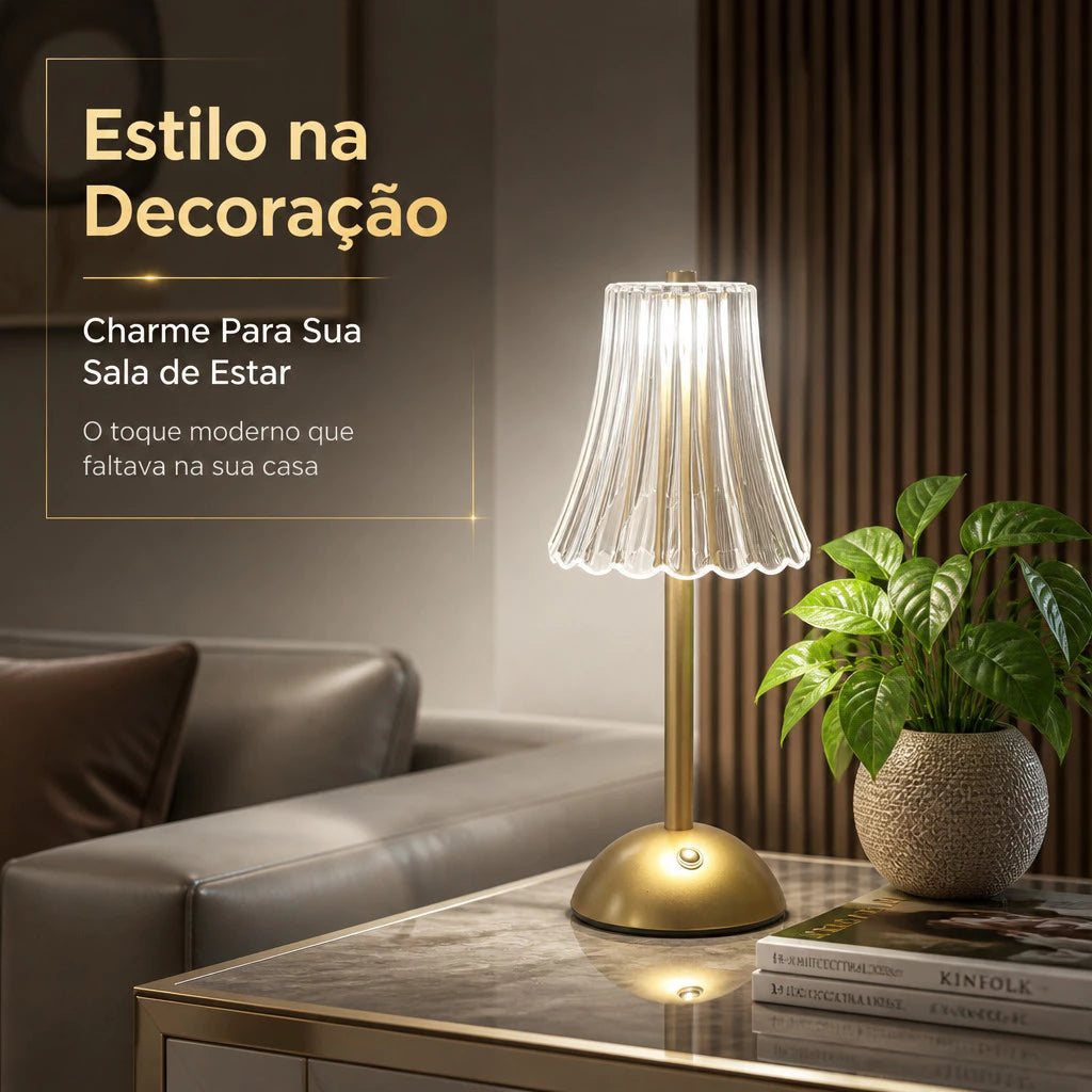Luminária de Mesa LED Touch Sem Fio 3 Cores Recarregável USB