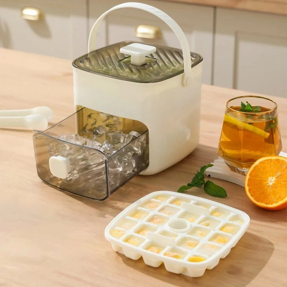 Forma de Gelo com Dispenser 48 Cubos Caixa Organizadora